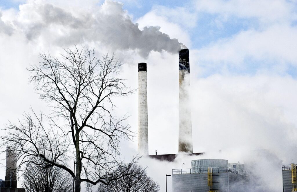 smoke stacks, power plant, power, smoke, pollution, industry, energy, nature, factory, chimney, environment, stack, steam, industrial, sky, technology, pipe, smog, smokestack, exhaust, windy